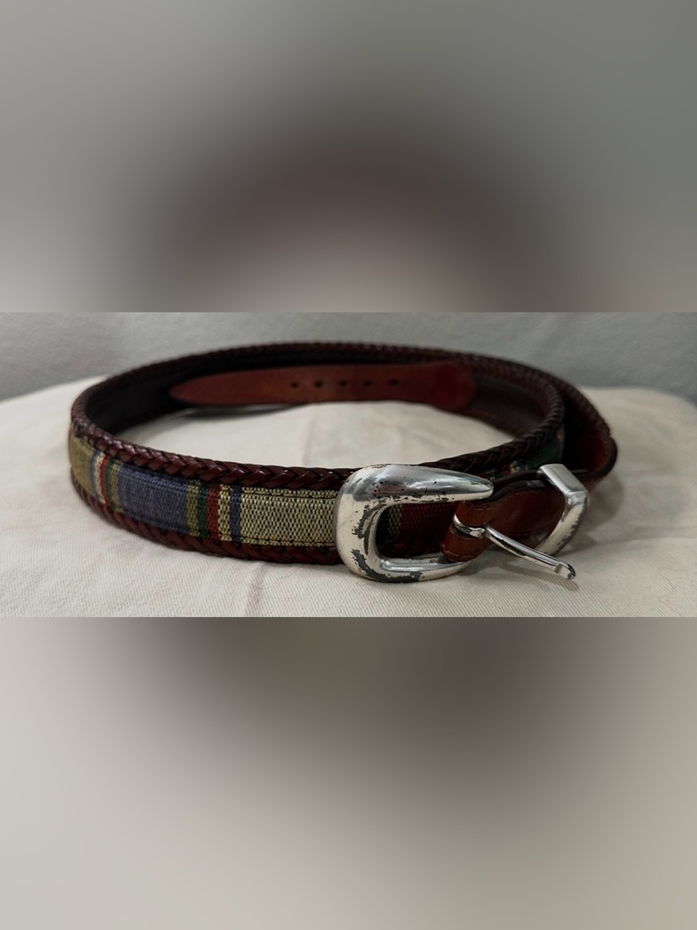 Brighton‎ Santos fabric and leather belt men’s size 40